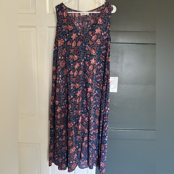 Natalie Martin Tova Dress Dahlia Indigo Floral Boho Midi Dress Size Small - Picture 4 of 10